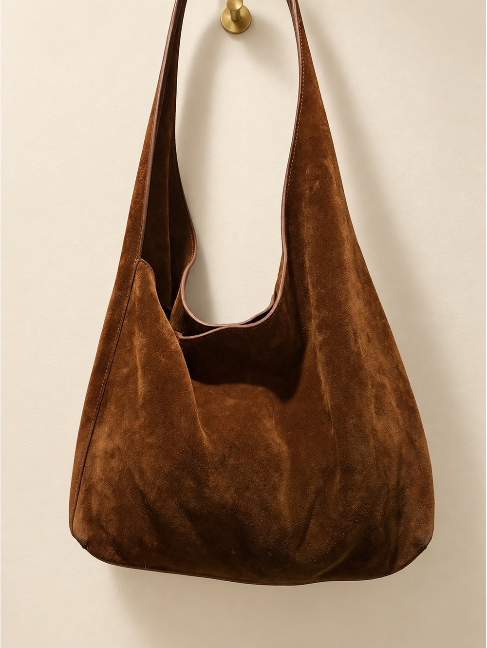 Quince Italian Suede Slouchy Shoulder Bag – Brown